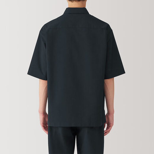 MUJI Men's Easy-Dry Wide Quarter-Sleeve POLO Shirt Men's T-Shirt Top Men's AC4ATA4A Dark Navy M (170/92A)