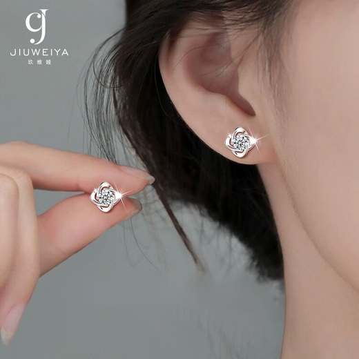 Jiuvia pure silver S999 four-leaf clover earrings for women pure silver earrings and earrings high-end 2025 new birthday gifts for girlfriend S999 pure silver earrings gift box