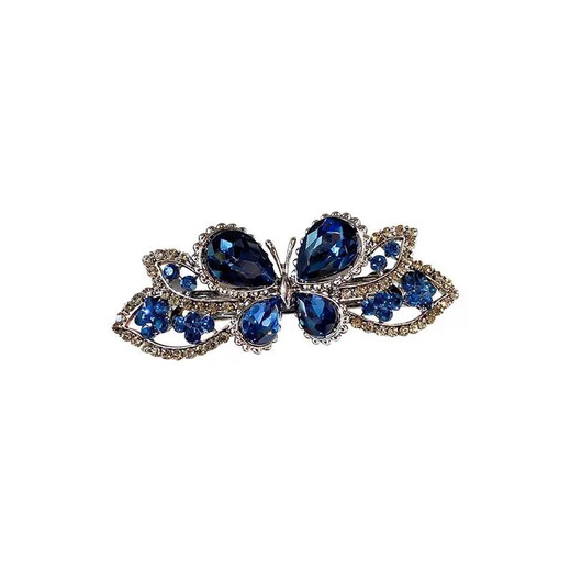 Case makeup Chinese Valentine's Day hairpin for women, elegant new style, high-end rhinestone mother hairpin, top clip on the back of the head, temperament spring clip, dark blue (7cm)