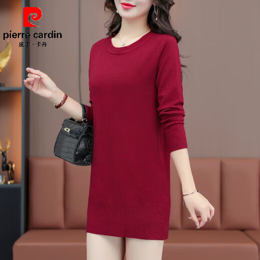 Pierre Cardin Solid Color Sweater y Sweater Vestido para mujeres de la base de base delgada y de moda para mujeres Otoño e invierno 2025 Nuevo estilo WLF9901 L 105-125Jin [Jin equivale a 0.5 kg]