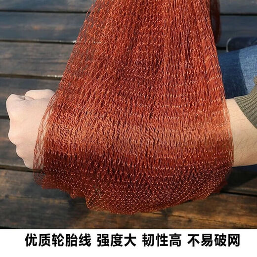 Mengda old-fashioned traditional hand-throwing net fishing net fishing net fishing throw net easy to throw spin net catch automatic artifact 3.5 meters high 2-finger mesh steel pendant 6.5 Jin Jin equals 0.5 kg