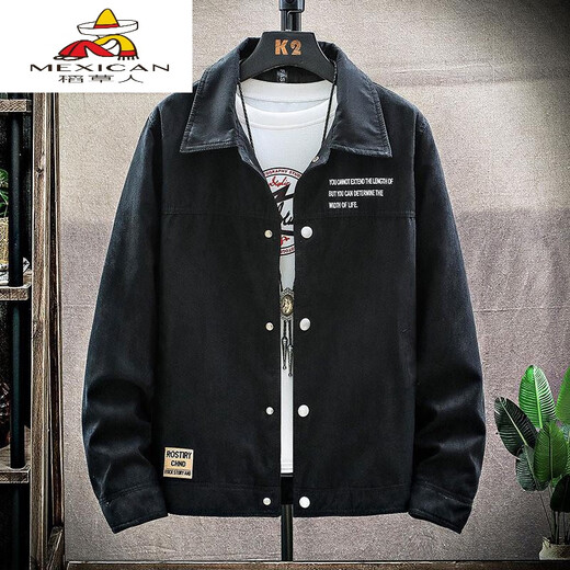 Vogelscheuche (mexikanische) Wildleder -Denimjacke für Herrenherbst- und Winterarbeitsjacke für Herren Velvet Dicked Slim Lapel Jacke [] K12806 Dunkelgrau regulär m