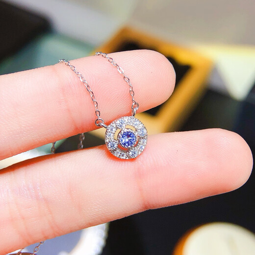 Lierui Natural Crystal Colorful Tanzanite Necklace Simple Clavicle Chain Water Drop Women's S925 Sterling Silver Inlaid Main Stone Round 3mm