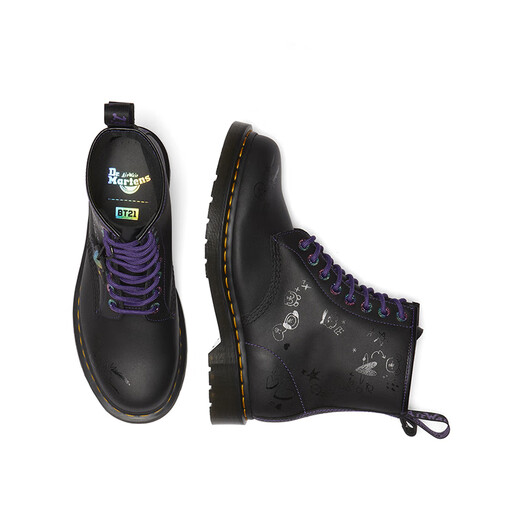 马丁（DR.MARTENS）1460 BT21联名男女夏季舒适软皮女中帮马丁靴 黑色 36