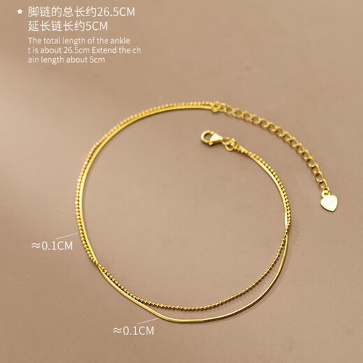 WOUG gold store model double layer snake bone anklet for women 2024 new trendy gold sexy ankle chain ins sense double layer snake bone anklet 20+5cm