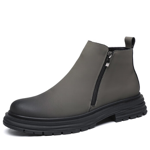 Snguny High-End Light Luxury Brand Martin Boots Herren 2024 Herbst und Winter Neue Kurzstiefel Herren Retro Lederstiefel Britische Männerschuhe Grün 38