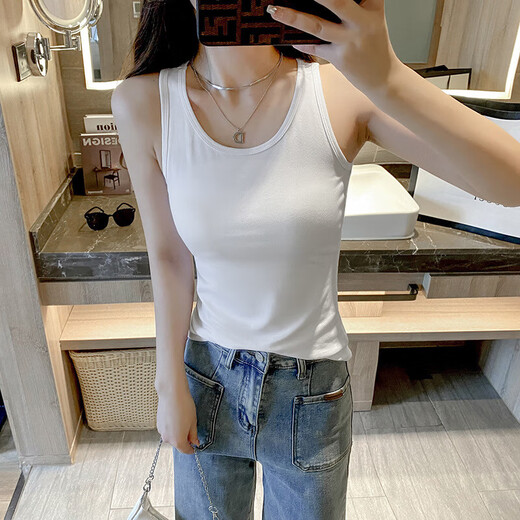 圆领吊带背心女春夏新款外穿遮副乳常规修身显瘦上衣运动无袖打底 烟灰色 L 【96-106斤】