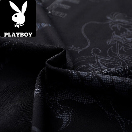 
Playboy (PLAYBOY) summer new mercerized cotton short-sleeved T-shirt trendy men's half-sleeved ice silk top printed loose T 759 dragon tiger [black] XL 175/ Recommended 130-150Jin [Jin equals 0.5 kg]