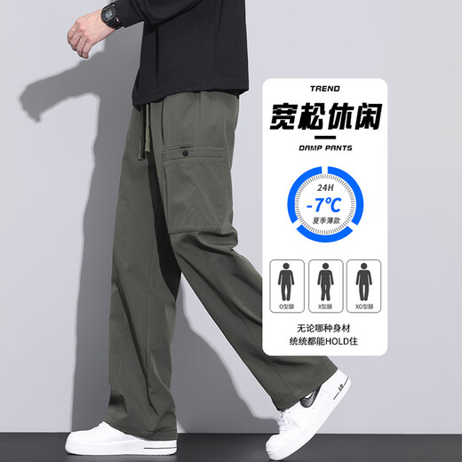 Woodpecker casual pants for men's summer new American high street loose casual versatile outdoor workwear sports trousers 9856 military green XL