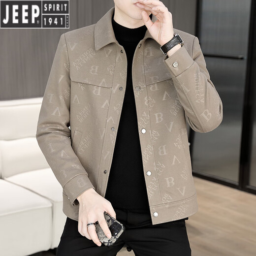 Jeep Spirit Jacket Herren neuer Reversbriefbrief Hemd 2025 Frühlings- und Herbst-Arbeitskleidung mittleren und jungen Jacke Top 826 Khaki 90-110jin [Jin gleich 0,5 kg] m