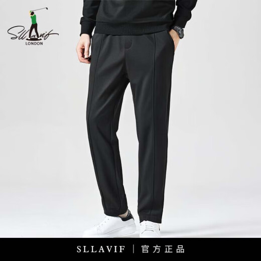 萨拉维夫品牌休闲裤男裤男士九分裤宽松户外运动裤 01C黑色 M