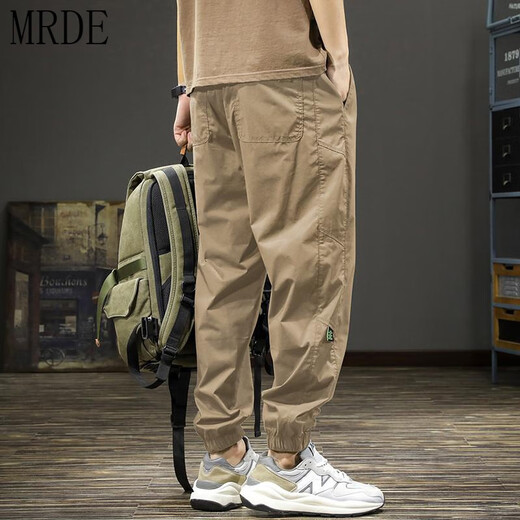 MR.DE穆迪先生夏季薄款冰丝速干休闲裤男垂感宽松运动哈伦裤 卡其色 薄款 M 110130斤
