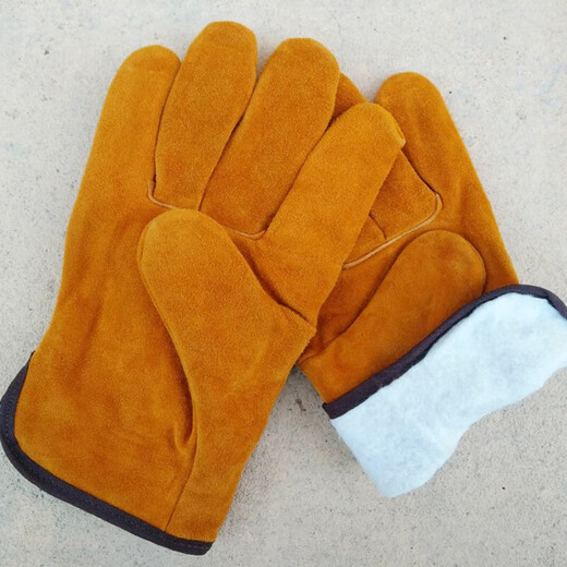 
Short cowhide electric welding gloves anti-scalding welding welder soft durable heat insulation high temperature labor protection protective gloves V1SN1392 Golden driver: add cotton xl