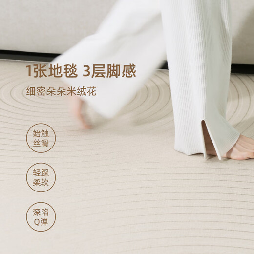 Boyang (Boyang) Tianjin Cuihuangkou Carpet Living Room High-end Free Washable Wipeable Carpet Bedroom 2025 New Sofa Tea Table Carpet Plain Line-15934 180*250cm Clean with just one wipe
