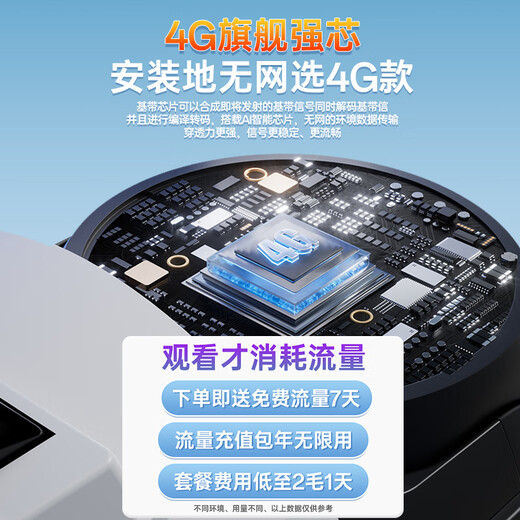 
Mingsheng three-camera rotatable outdoor camera 4g lifetime free traffic mobile remote monitor home use 360-degree no blind spots with night vision panoramic dialogue rotation