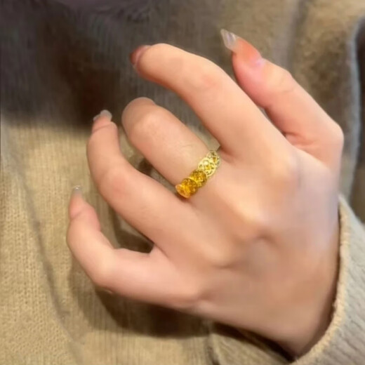 OFK Old Phoenix 999 Gold Gold Silver Five Emperors Money Crushed Ice Ring Live Female Ring Ring Light SN2851 0 Points 10g Old Phoenix Gold Store Model