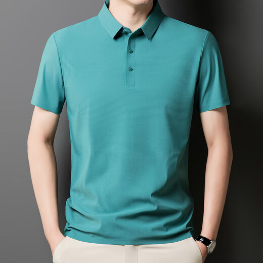 King of King of Trueves endorses summer thin ice silk short-sleeved men's large-size loose POLO shirt cool breathable quick-drying top BYBL-12357 black L