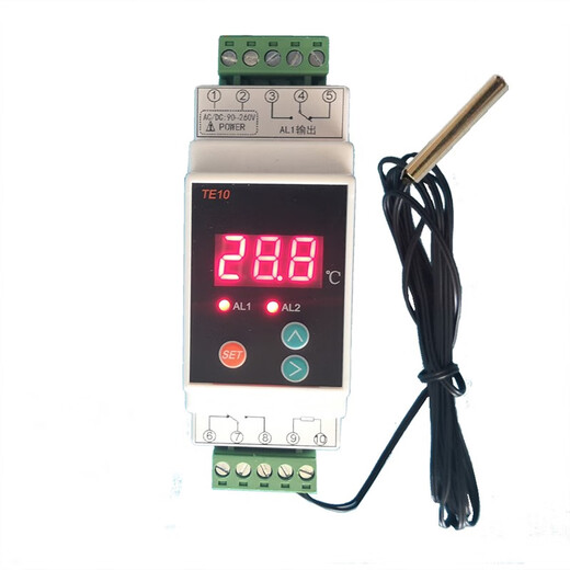 Rail-type thermostat thermostat digital display adjustable temperature controller cold and warm dual-purpose heating and cooling solar power supply 220V + 2-way relay output