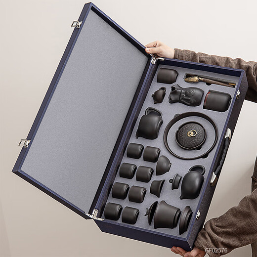 Haofeng 2025 new complete set of purple clay kung fu tea set household teapot teacup office ceramics as a gift