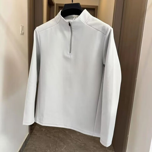 POUM American half-zip sweatshirt men's autumn and winter new half-high collar sports bottoming shirt top CQS-1389 black L