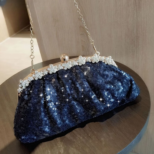 Kuqidaishu Clutch-Tasche für Frauen 2025 Chinesisches Valentinstag-Diamant-Inlay-Bankett mit Cheongsam Fashion Pailletten Handtasche Temperament Abendkleid Handtasche Diamant-Inlay Pailletten Clutch-Tasche
