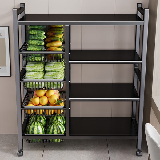 Tuojin Deutsch importiert qualitativ hochwertige Küche Gemüse Lagerregal bodenhörigem Multi-Layer-Aufbewahrungs-Topf-Rack Haushaltsmikrowellenofen Multifunktionsschrank hochwertiger BOLD-60*32*1342 NET Blau +3