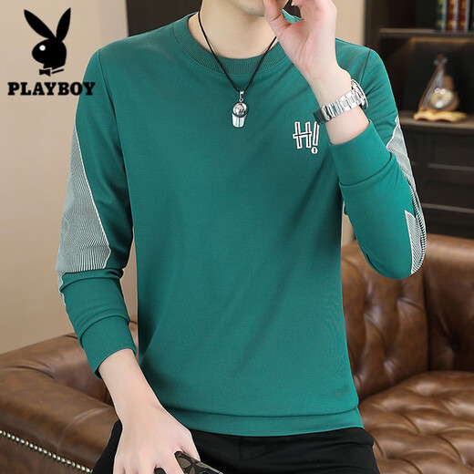 花花公子（PLAYBOY）2025新款圆领卫衣男春秋打底内搭休闲外穿长袖体恤百搭男装上衣潮 FS-9905 白色【春秋款】 L (110-125斤)