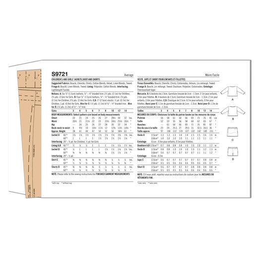 SIMPLICITYSS9721HH Girls Jacket Skirt and Shorts
