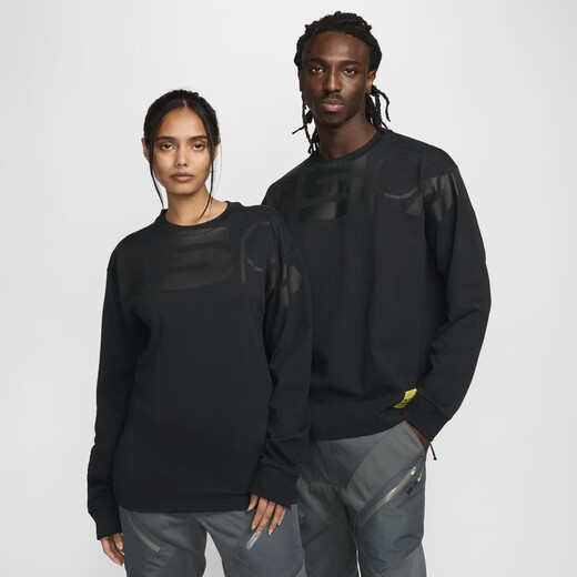 耐克（NIKE）官方ISPA男女长袖上衣情侣纯棉休闲运动叠搭舒适FJ7375 053暗泥灰/黑 L