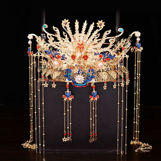 DL 1998 Fat Donglai same style phoenix crown Xia pei headdress 2022 new Xiuhe clothing headdress wedding Chinese wedding costume bride model phoenix crown (hook)