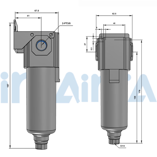 Yadeke GPF series oil mist separator GPF20008/GPF30010/GPF40015A/M/D GPF30010M 3 points 0.3um blue filter