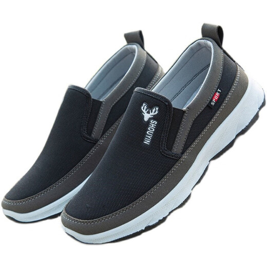 Middle-aged and elderly men's casual soft sole shoes, old Beijing cloth shoes, lazy people pedal their work shoes breathable sports 880 [mesh black] 39