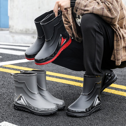 JCZS Bottes de pluie allemandes pour hommes non glissés pour l'usure pour les hommes imperméables et à la mode des chaussures d'eau du tube moyen 2025 Nouvelles chaussures en caoutchouc importées en été noir plus étanche (taille standard) 42