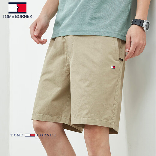 Tommy Shekelly Tommy American summer pure cotton five-point shorts casual versatile loose beach pants men high-end trendy men 9224 dark blue M (recommended 100-120 Jin [Jin equals 0.5 kg])