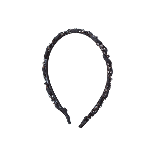Xianyi black high-end hairband, thin style, 2025 new style headband, high-end braided hairpin, French fashion headwear, black rhinestone thin edge hairband