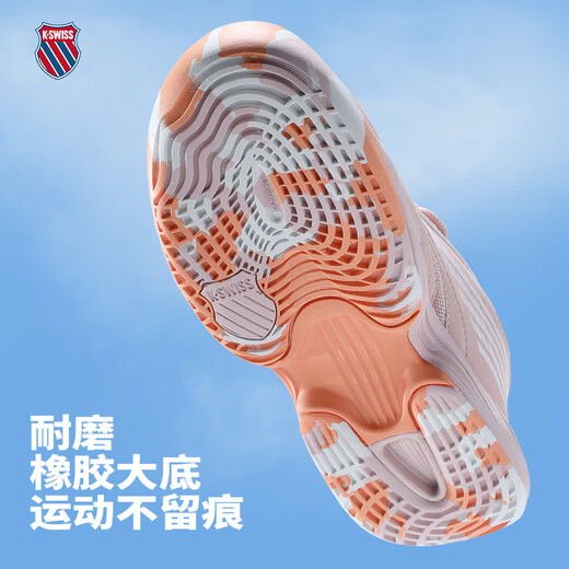 Chaussures de tennis pour enfants Kswiss Nouveaux adolescents Speedtrac pour hommes et femmes Chaussures professionnelles résistantes à l'usure 87392-684 Lotus Pink / White Dot Orange 35.5