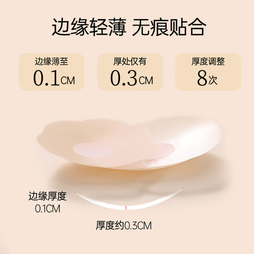 Langsha Seamless, Invisible, Not Easy to Bump, Skin-like Feeling Silicone 6 Pairs of Bio-adhesive Chest Pastes, Round 3 Plum Blossoms 3 One Size