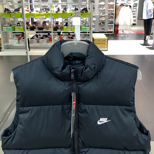 Nike (NIKE) cotton vest men's winter stand collar windproof sportswear warm cotton jacket casual sleeveless vest jacket FB7374-010 XL