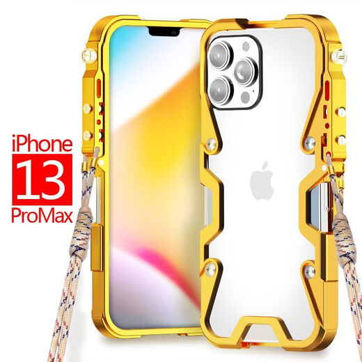 Ye Yu is suitable for iPhone16 mobile phone case 15 Apple 13 anti-fall 12prom metal protective case Thor 14 hard shell male 11 mechanical arm Apple 13promax gold