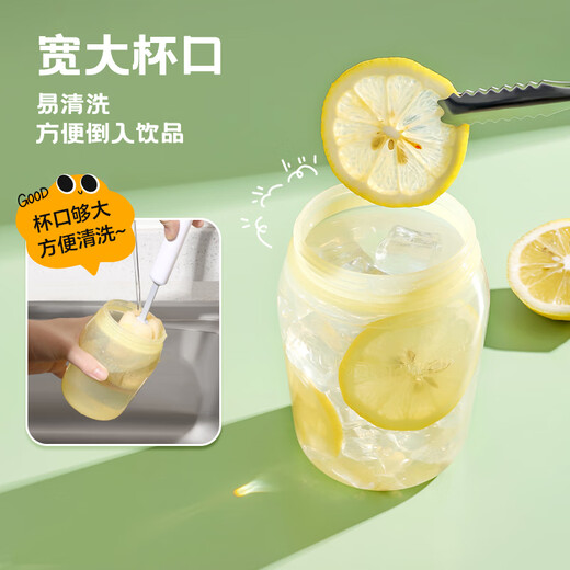 Tupperware suction can 550ml for girls and students, sealed water cup with straw, summer homemade drink milkshake, milky yellow