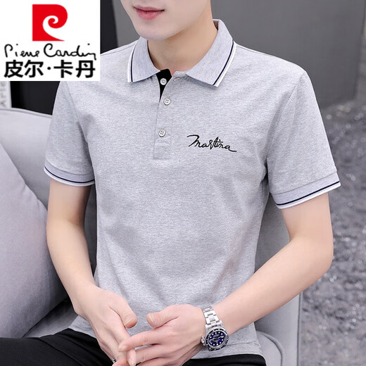 皮尔卡丹（pierre cardin）男士短袖翻领polo保罗衫棉商务休闲青年半袖t恤百搭带领子潮流 S5009黑色 2XL