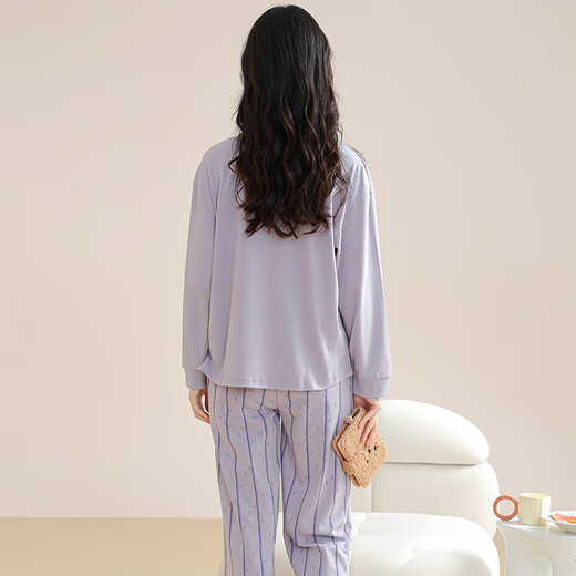 Yalu Pajamas Women's Pure Cotton 2025 New Internet Celebrity Pajamas Women's Spring and Autumn Large Size Long Sleeve Cute Home Clothes Set NSWR-01N9904 L Recommended 100-120 Jin Jin equals 0.5 kg