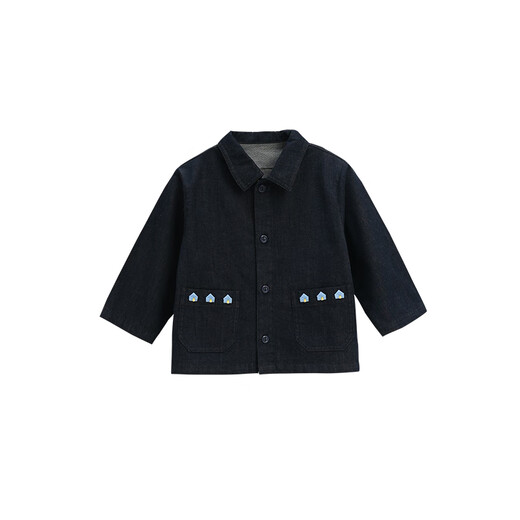 White wheat children's 2025 spring new tops girls casual clothes boys spring and autumn denim jacket denim blue 80