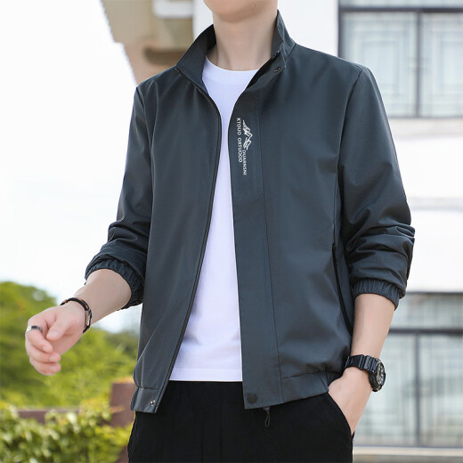 Zoshuttle Jacket Herrenjacke Top Herren Spring und Herbst Dünn Neues Solid Color Baseball Unit Stand Collar Trendy Casual Coats in 686 [schwarz] xl [Vorgeschlagen 110-125 Jin [Jin entspricht etwa 0,5 kg]]