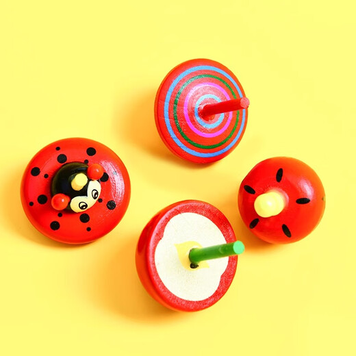 Sterne und Traum Holz Gyro rotieren kleines Gyro-Spielzeug Unzipe kreative nostalgische Handbuch Schaltspielzeuggeschenk für Jungen und Mädchen Regenbogen rotierende kleine Gyro-Random 6 Packs
