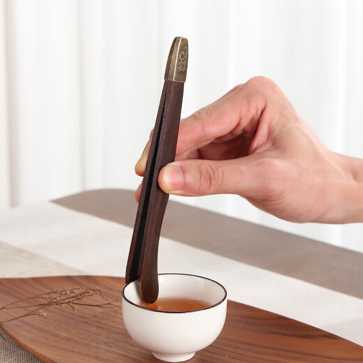 Tea set clip Kung Fu accessories solid wood tea clip three-piece set non-slip tweezers tea spoon tea cup tea leaves wooden alloy tea spoon (tea ceremony) + tea clip