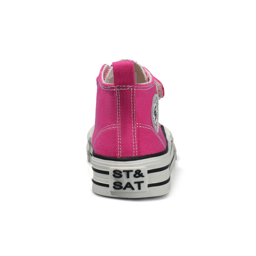 Saturday (St&Sat) children's shoes high-top canvas shoes Korean version 2025 spring new girls versatile children's casual shoes classic soft sole shoes rose red 33 inner length 20.9cm