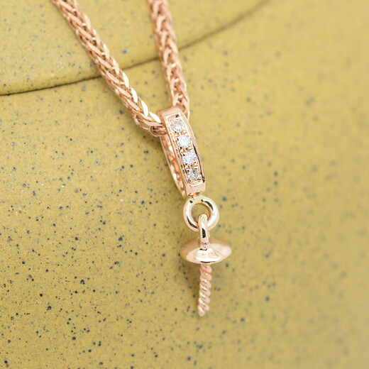 Changju 18K gold pearl buckle 18K gold buckle red, yellow and white three-color spot single row diamond pendant buckle bead plate buckle head 18K gold