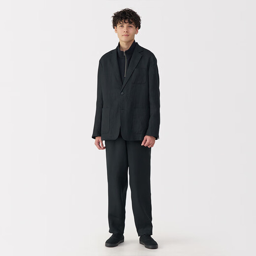 MUJI (MUJI) men's hanma water-washed jacket men's jacket 25 years summer men's suit small suit casual AD0WRC5S black S (165/84A)
