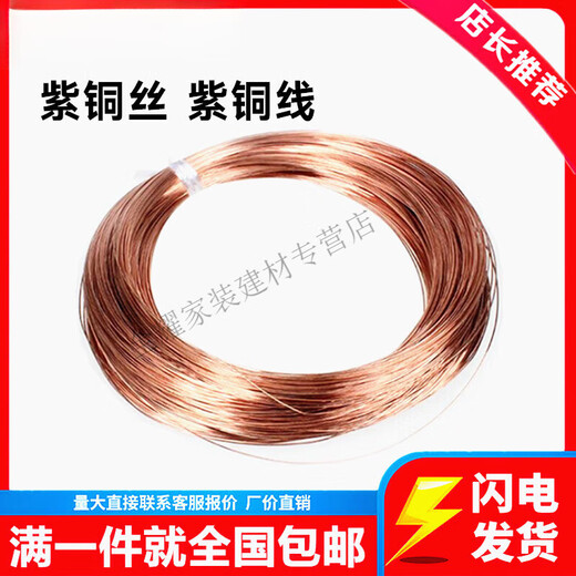 CLCEYT2紫铜丝紫铜线红铜丝纯铜导电铜线 裸铜线 铜丝0.5 1 2 3 4 5mm [0.3mm一公斤1592米]